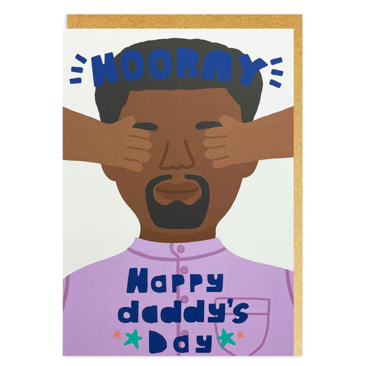 A colourful Black Father's Day card featuring a cheerful design with the words "Happy Daddy's  Day" in bold letters.
For Father's Day or his birthday card.
