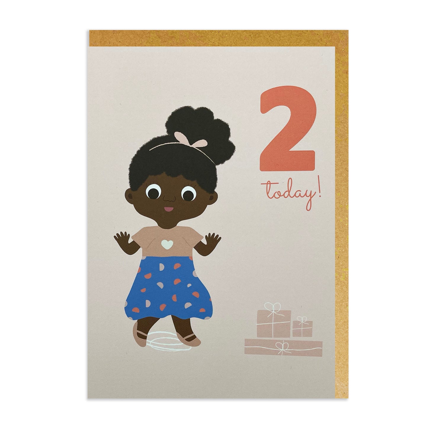 A 2nd black birthday card featuring a black or mixed-race girl celebrating her birthday with presents!
Black birthday cards, mixed race, mixed heritage.