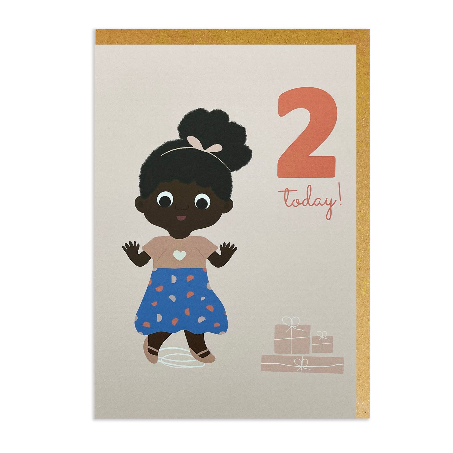A 2nd black birthday card featuring a black or mixed-race girl celebrating her birthday with presents!
Black birthday cards, mixed race, mixed heritage.
