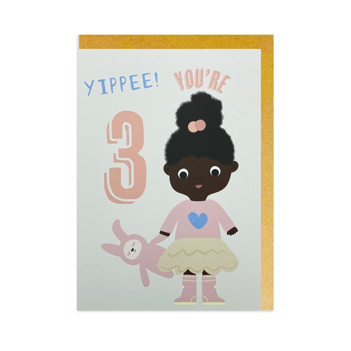 A birthday card for a 3 year old girl. Black birthday cards, mixed race, mixed heritage.