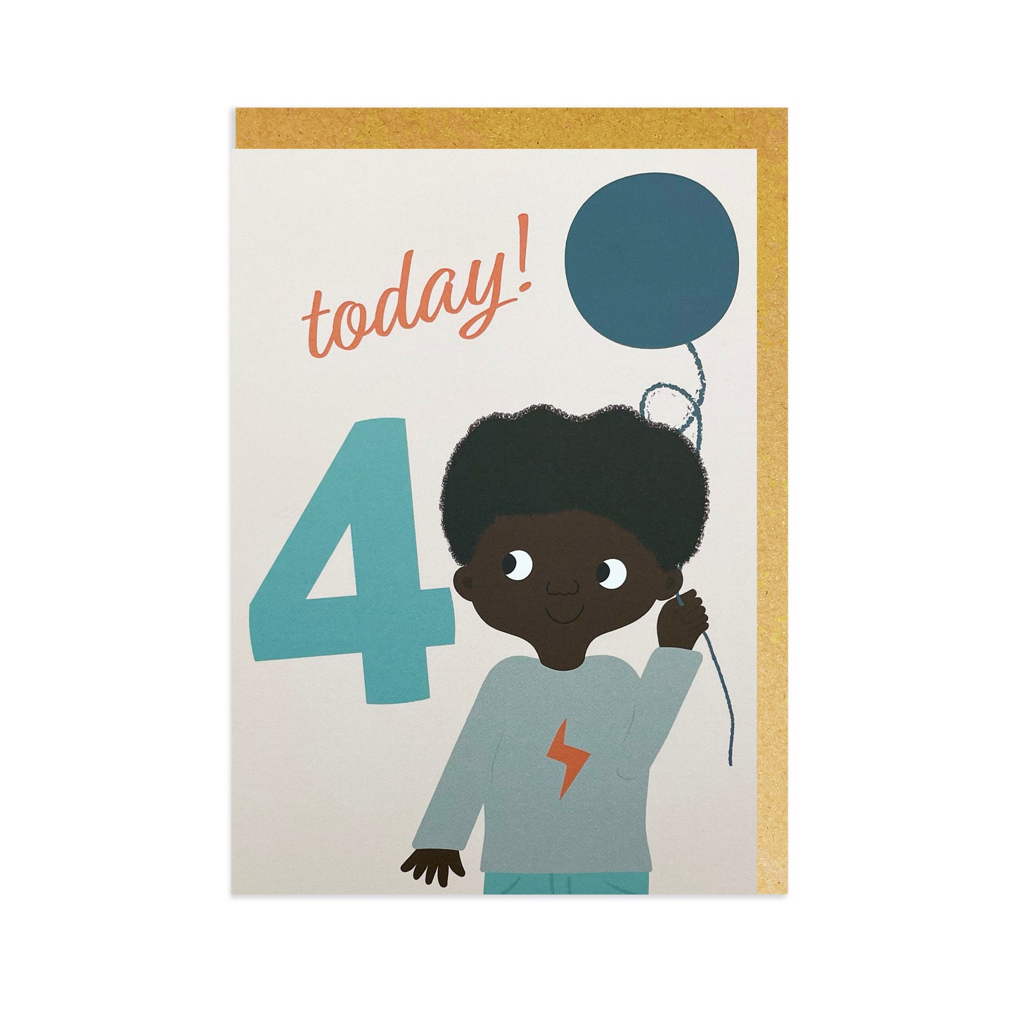 A colourful 4th birthday card featuring a cheerful black or mixed race boy holding a bright balloon, celebrating his special day.
(Black birthday cards, mixed race, mixed heritage)