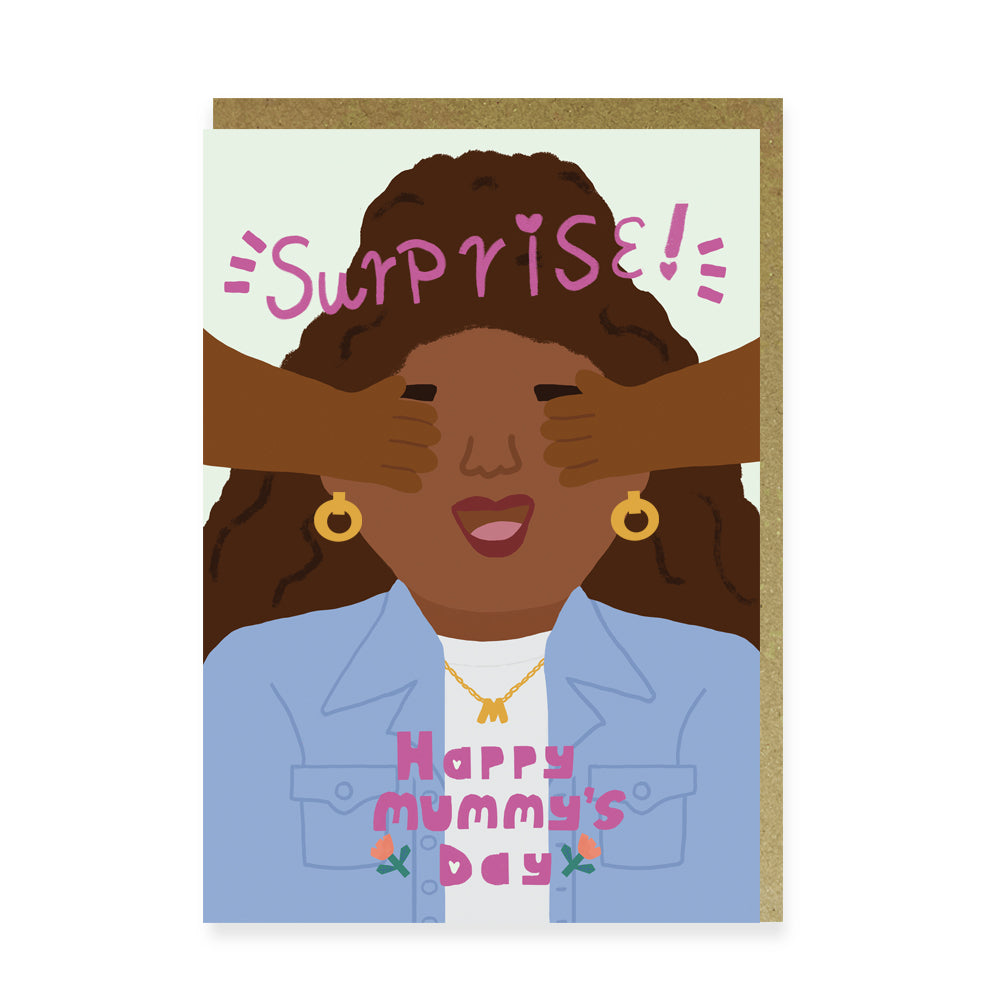 A colourful Mother's Day or Birthday Card featuring a happy black mum design and the text "Happy Mummy's Day" in bold, playful typography