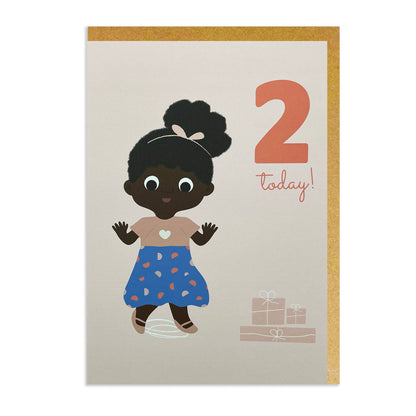 A birthday card for a 2 year old girl. Black birthday cards, mixed race, mixed heritage.