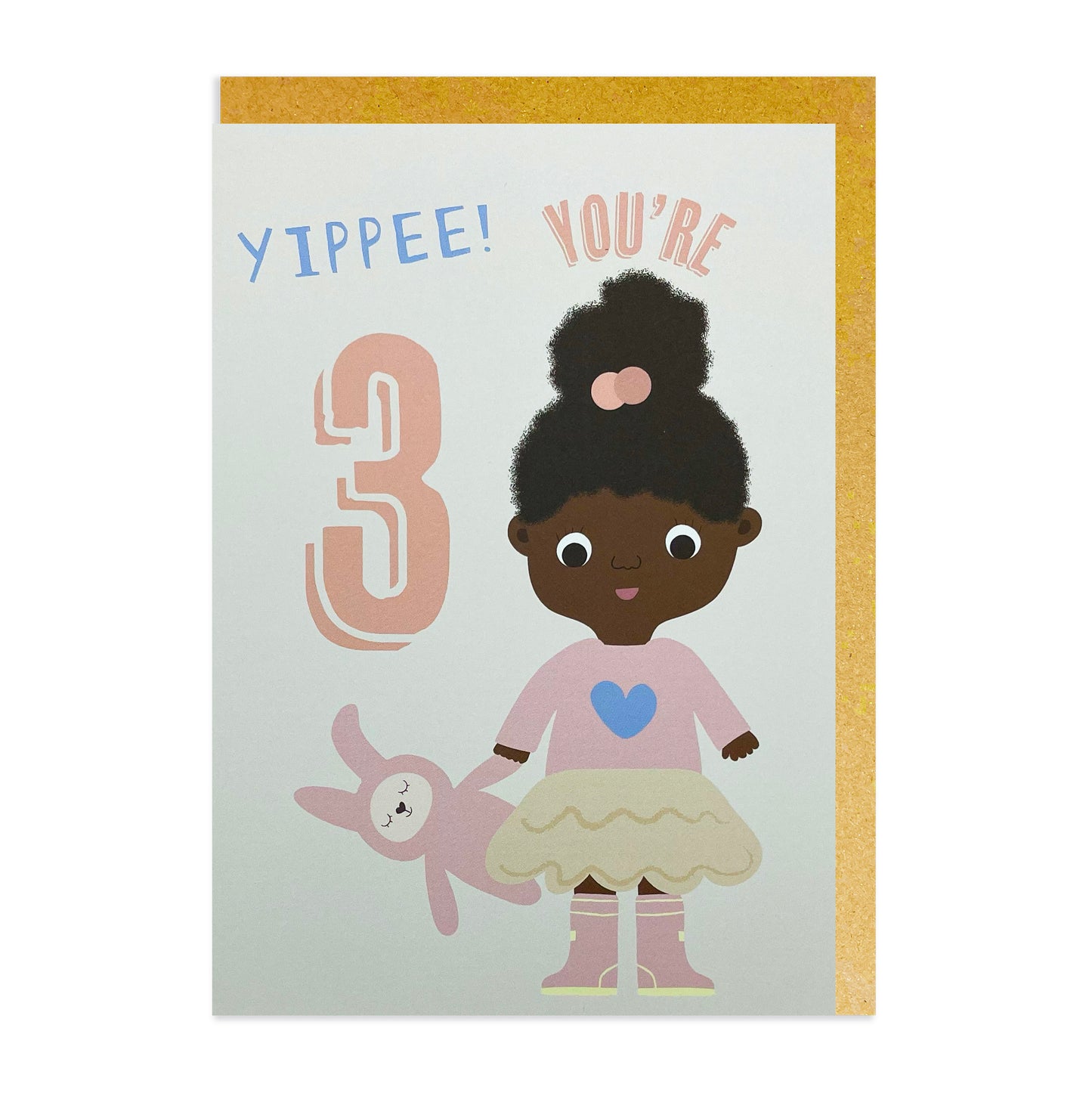 A birthday card for a 3 year old girl. Black birthday cards, mixed race, mixed heritage.