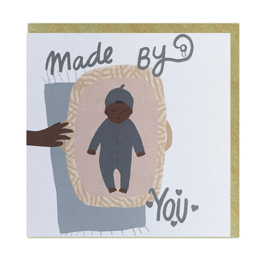 New Baby Boy card. Black greeting cards, mixed race, mixed heritage.